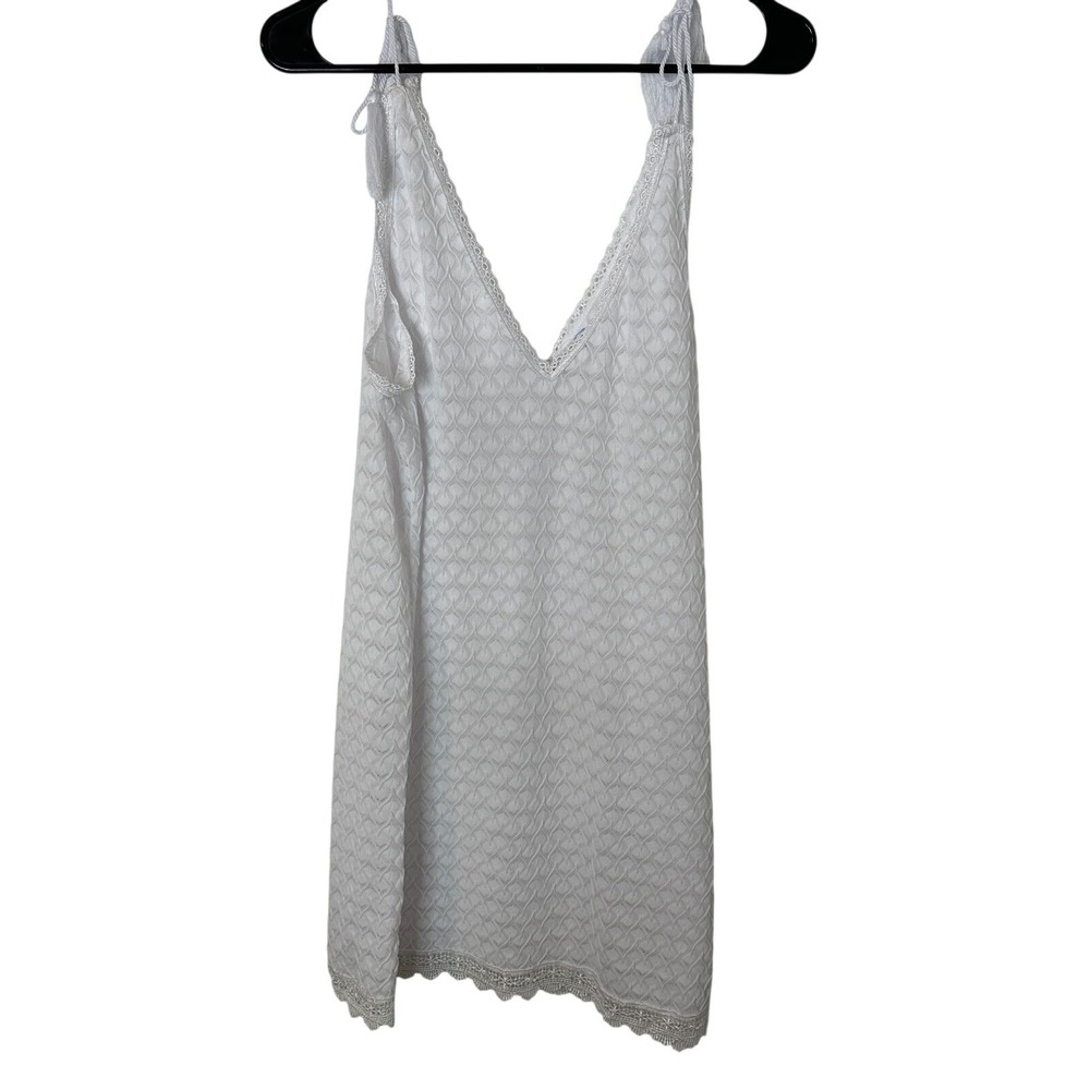 Serra White Lace Swim Cover Up Dress Large V-Neck Tassel Tie Straps Boho